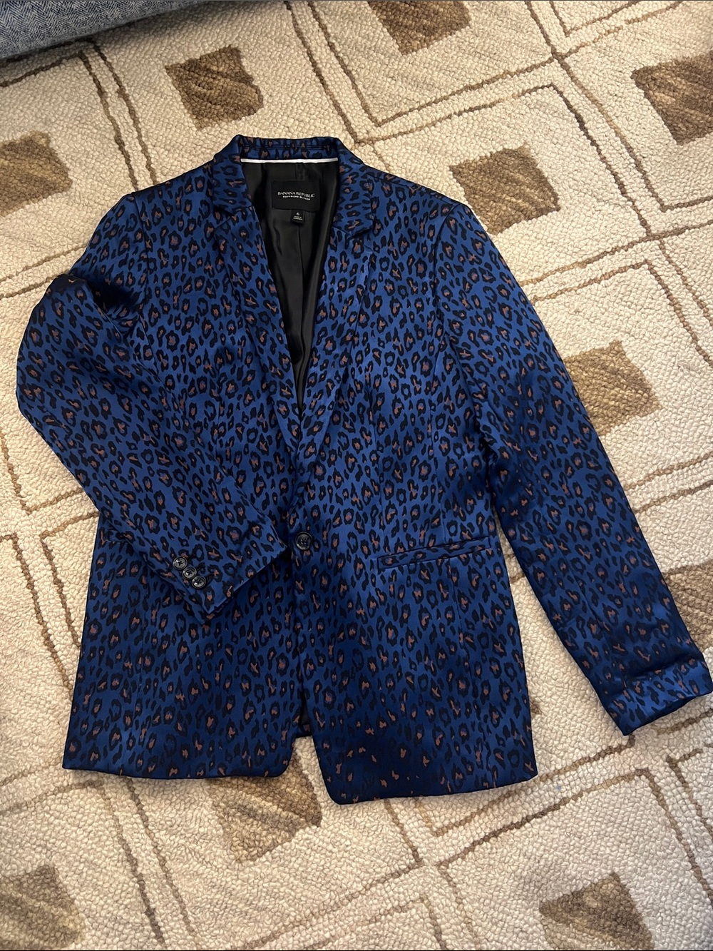Leopard-Print Blue Blazer - Banana Republic Brand
